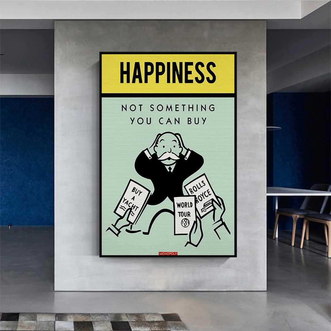 Alec Monopoly Cant Buy Happiness Play Card Leinwand-Wandkunst