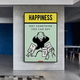 Alec Monopoly Cant Buy Happiness Play Card Décoration murale sur toile