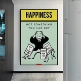 Alec Monopoly Cant Buy Happiness Play Card Canvas Wall Art