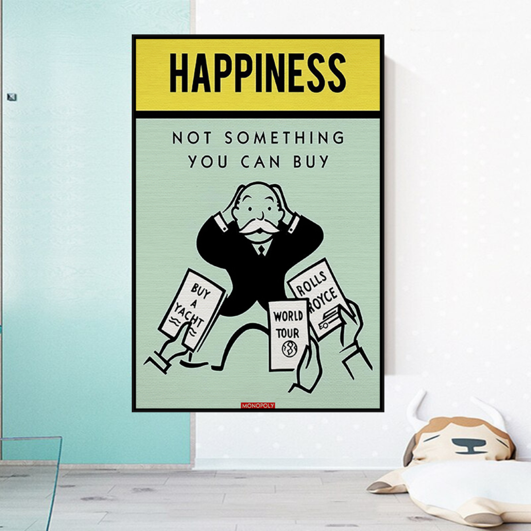 Alec Monopoly Cant Buy Happiness Play Card Leinwand-Wandkunst