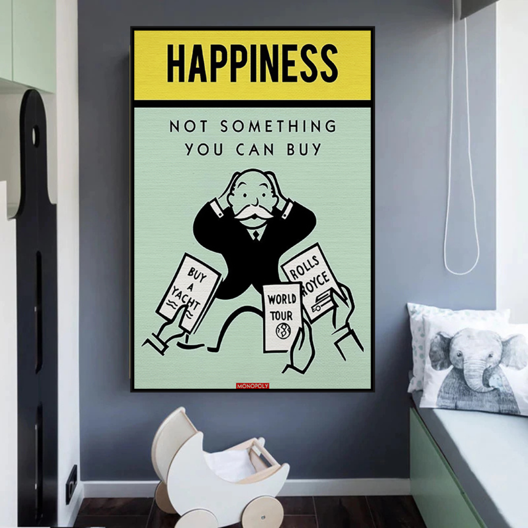 Alec Monopoly Cant Buy Happiness Play Card Canvas Wall Art