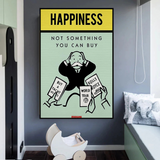 Alec Monopoly Cant Buy Happiness Play Card Leinwand-Wandkunst