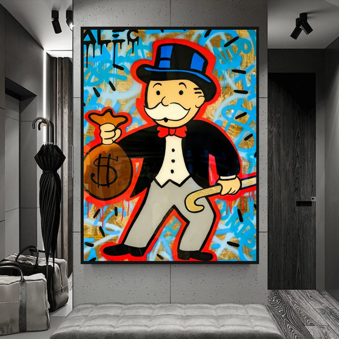 Art mural sur toile Alec Monopoly - Sac d'argent