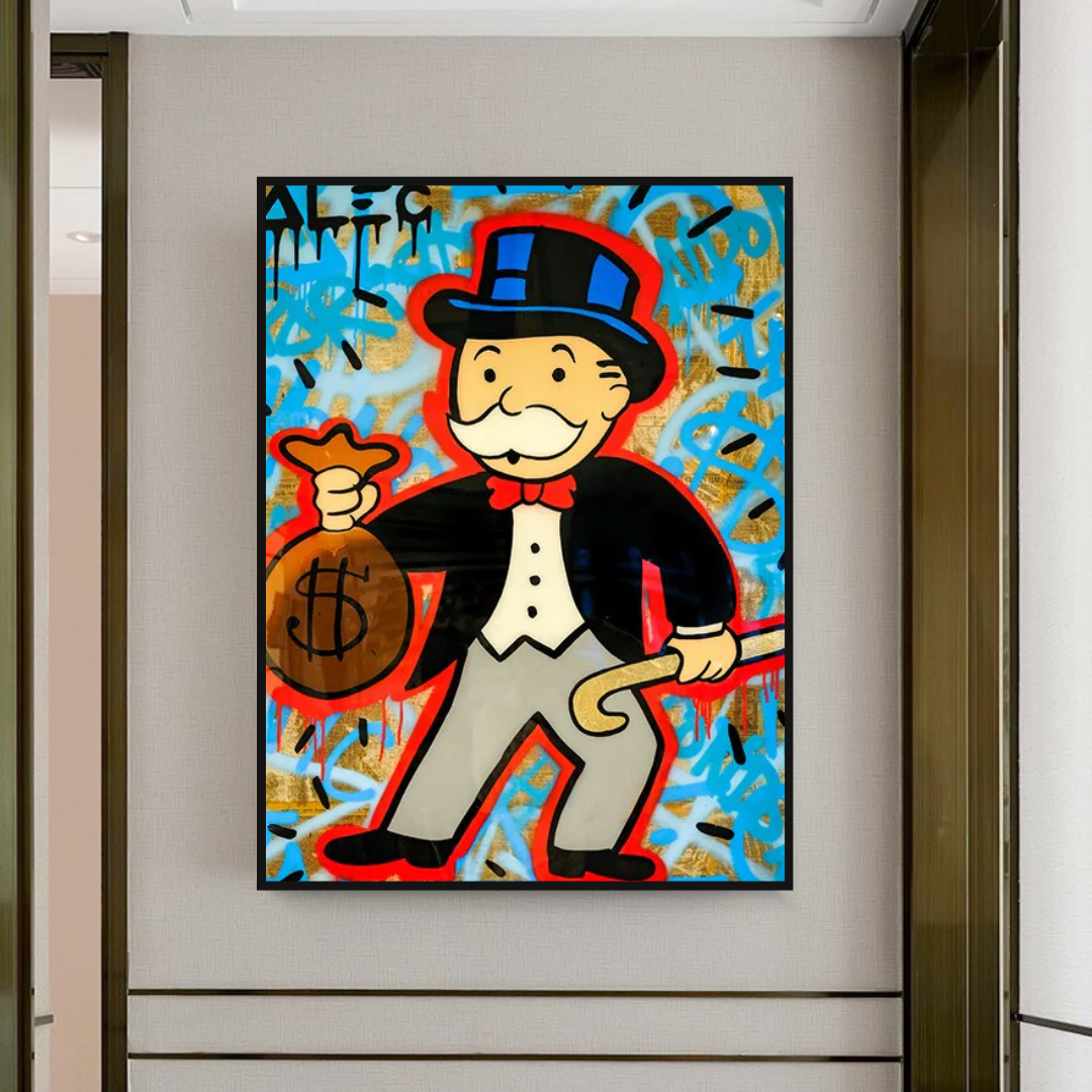 Arte de pared en lienzo de Alec Monopoly - Bolsa de dinero