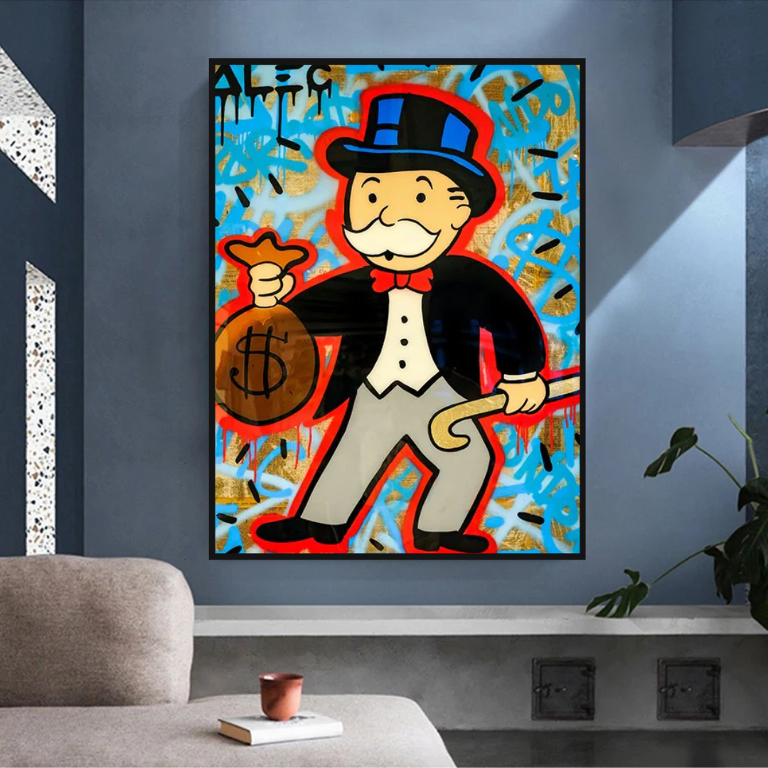 Alec Monopoly Canvas Wall Art - Money Bag