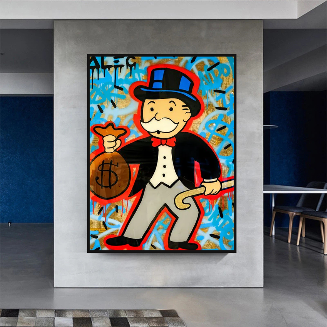 Arte de pared en lienzo de Alec Monopoly - Bolsa de dinero