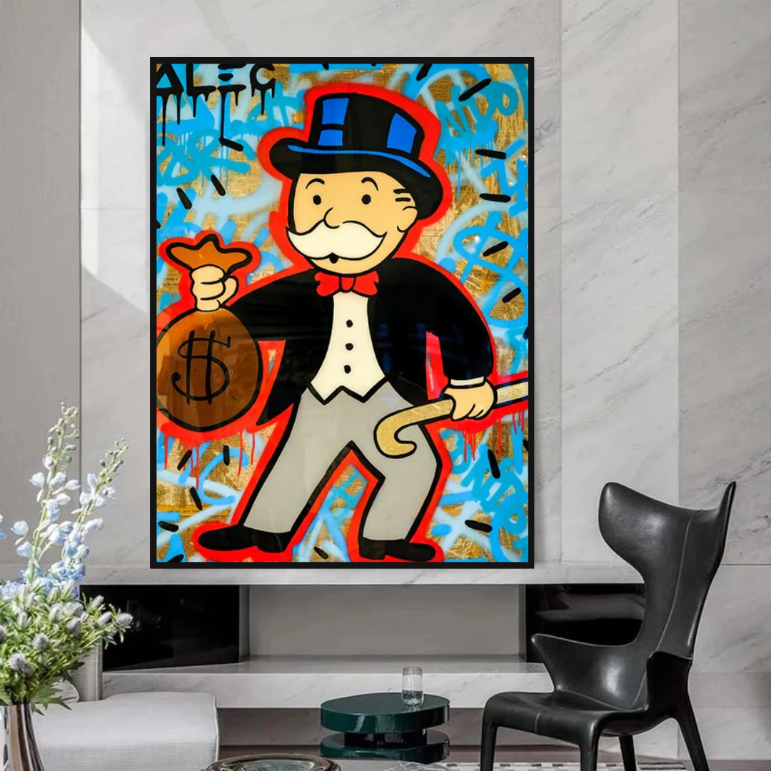 Art mural sur toile Alec Monopoly - Sac d'argent