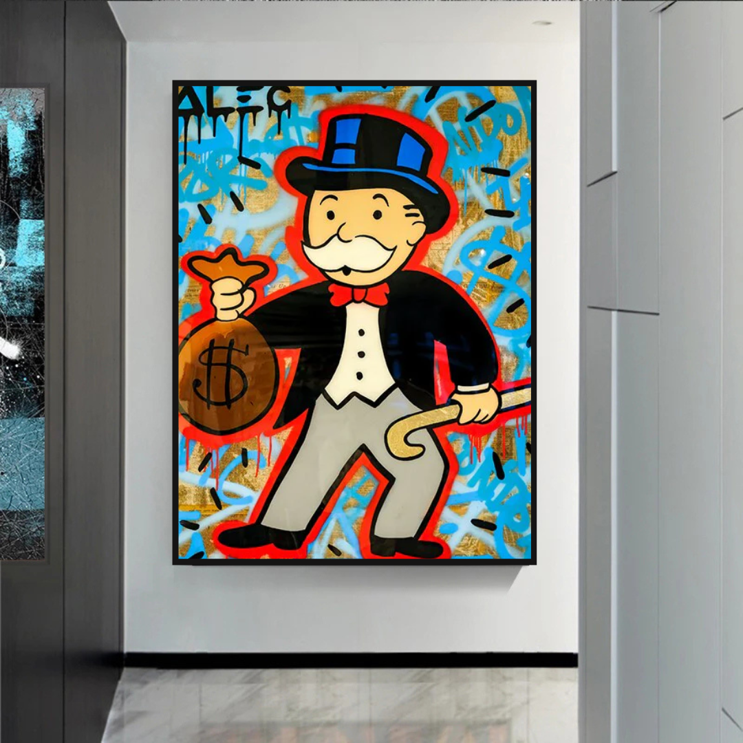 Arte de pared en lienzo de Alec Monopoly - Bolsa de dinero