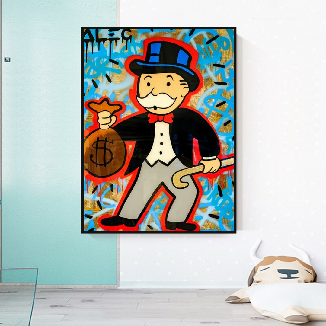 Art mural sur toile Alec Monopoly - Sac d'argent