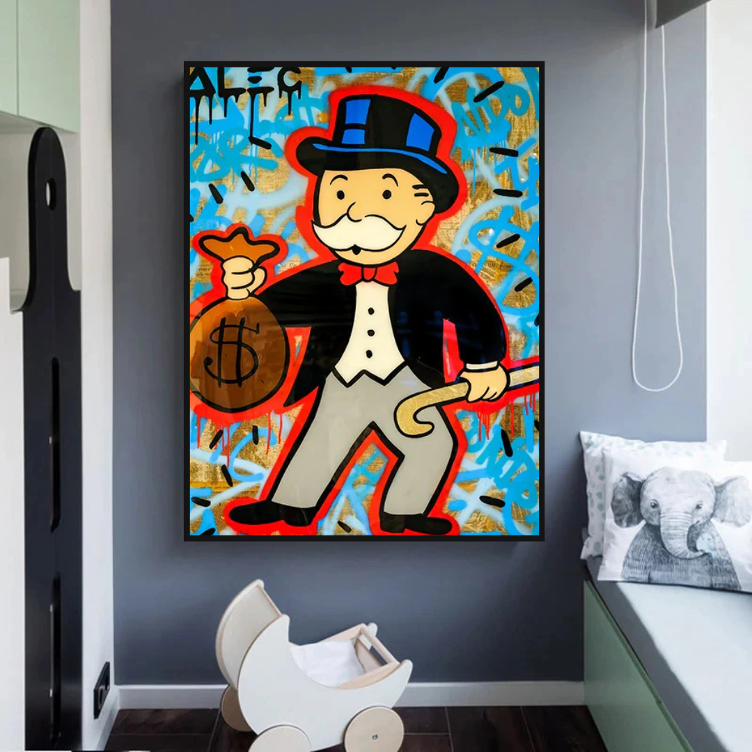 Art mural sur toile Alec Monopoly - Sac d'argent