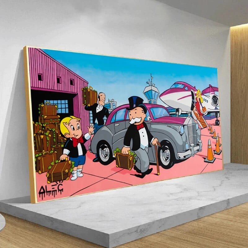 Arte de pared en lienzo de Alec Monopoly: Richie en el aeropuerto