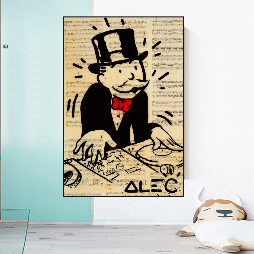 Alec Monopoly DJ Icon Art Canvas Print - Money Man Series