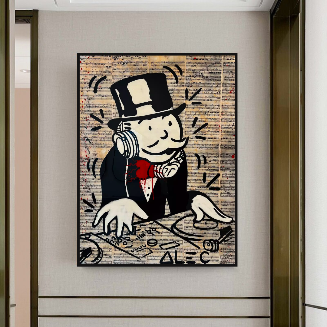 Alec Monopoly DJ Money Man Canvas Print - Limited Edition.