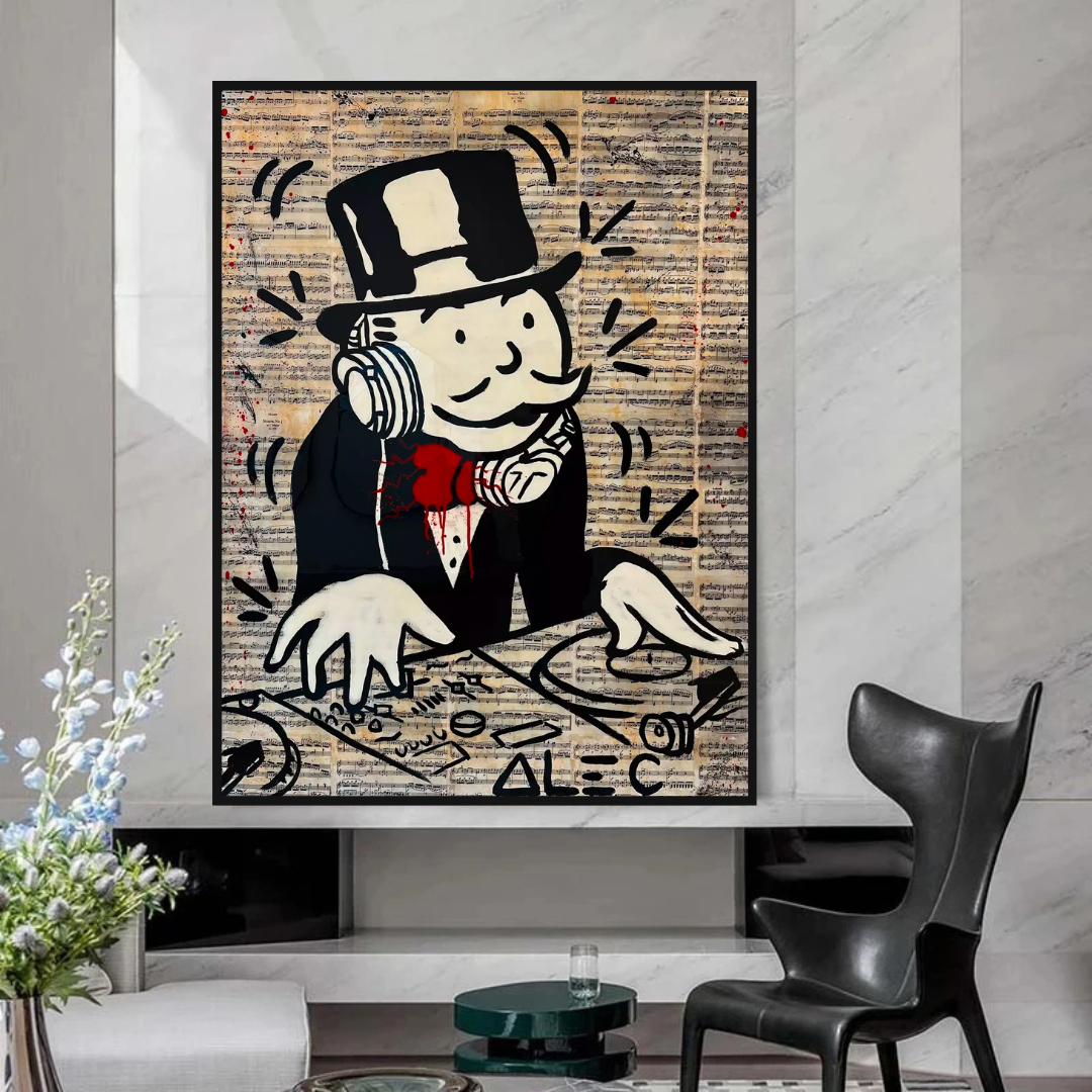 Impression sur toile Alec Monopoly DJ Money Man - Édition limitée.