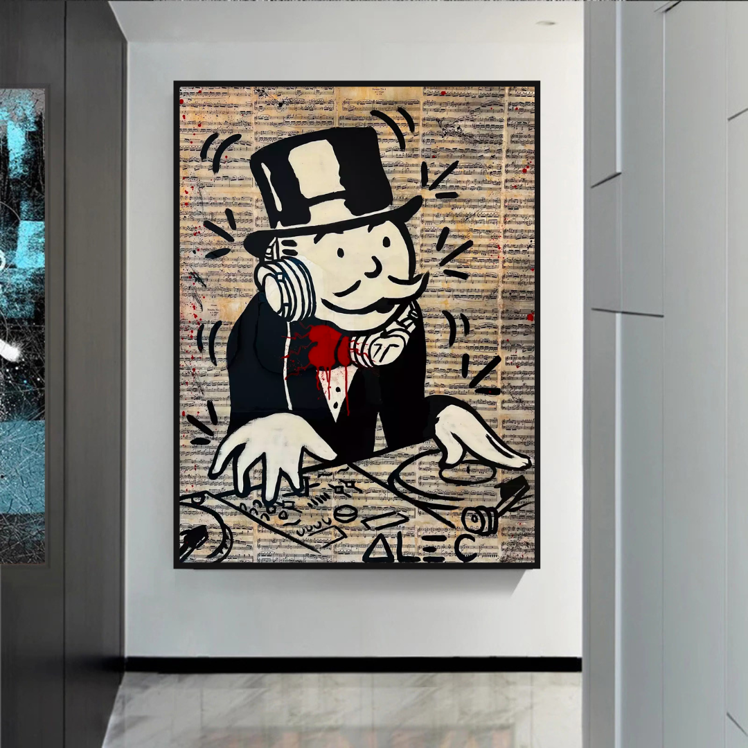 Impression sur toile Alec Monopoly DJ Money Man - Édition limitée.