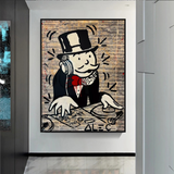 Alec Monopoly DJ Money Man Canvas Print - Limited Edition.