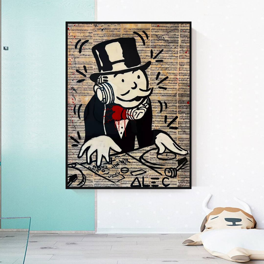 Alec Monopoly DJ Money Man Canvas Print - Limited Edition.