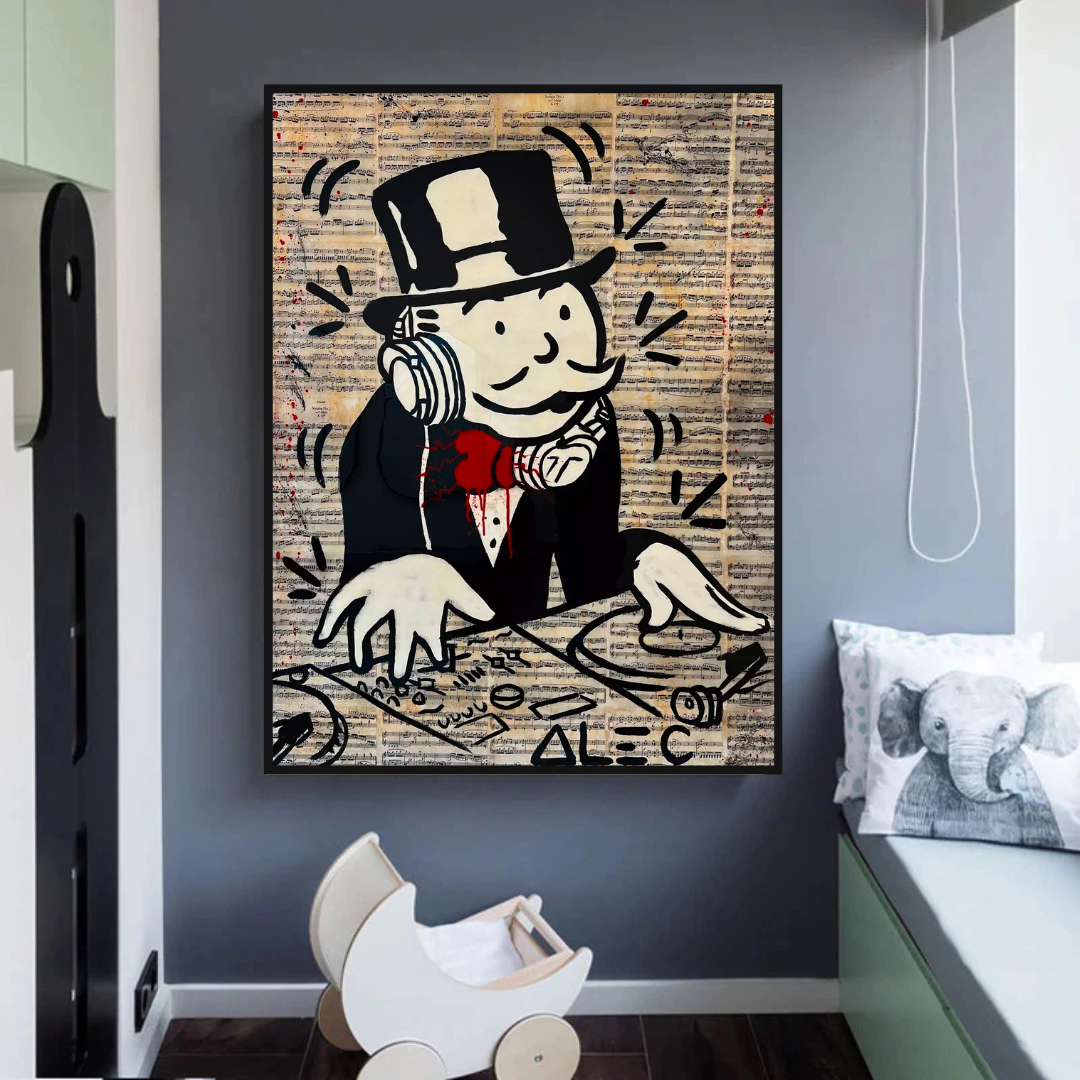 Impression sur toile Alec Monopoly DJ Money Man - Édition limitée.