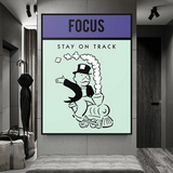 Alec Monopoly Focus Stay on Track Spielkarten-Leinwandkunst