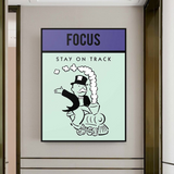 Alec Monopoly Focus Stay on Track Spielkarten-Leinwandkunst