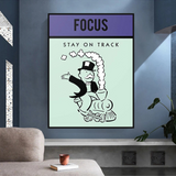 Alec Monopoly Focus Stay on Track Play Card Canvas Wall Art