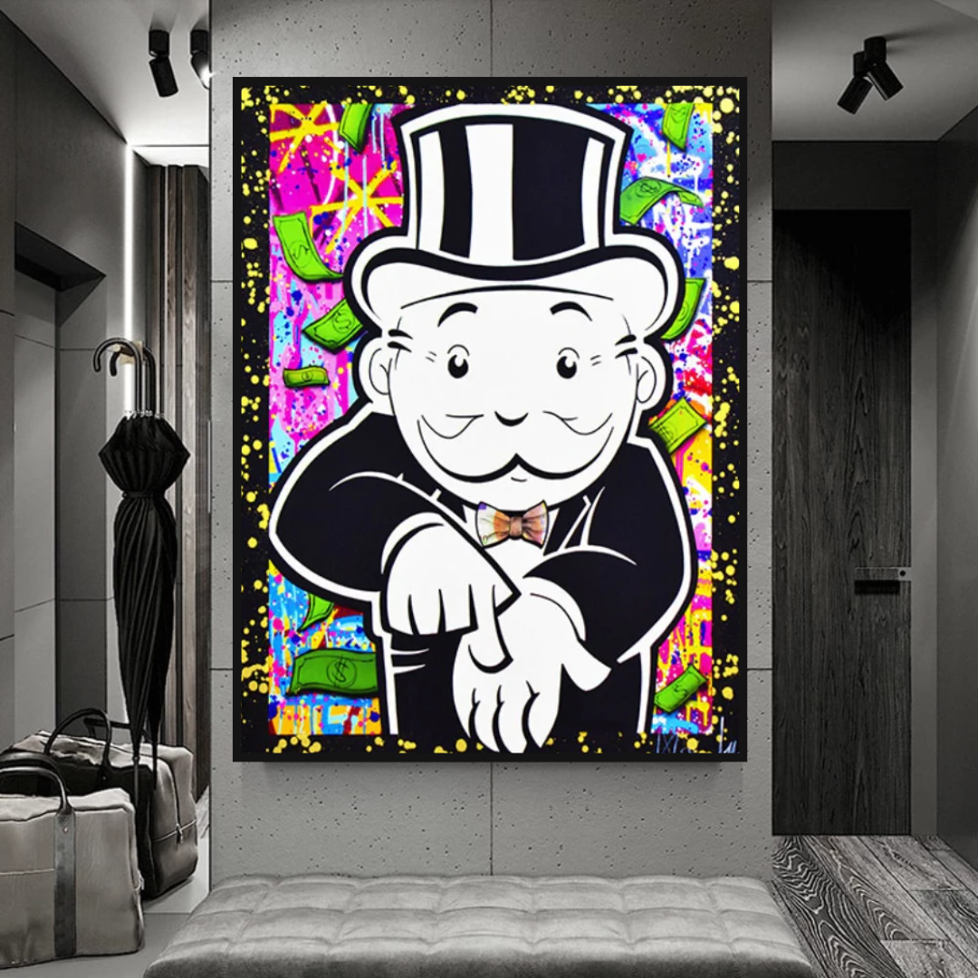 Alec Monopoly donne-moi de l'argent Impression sur toile