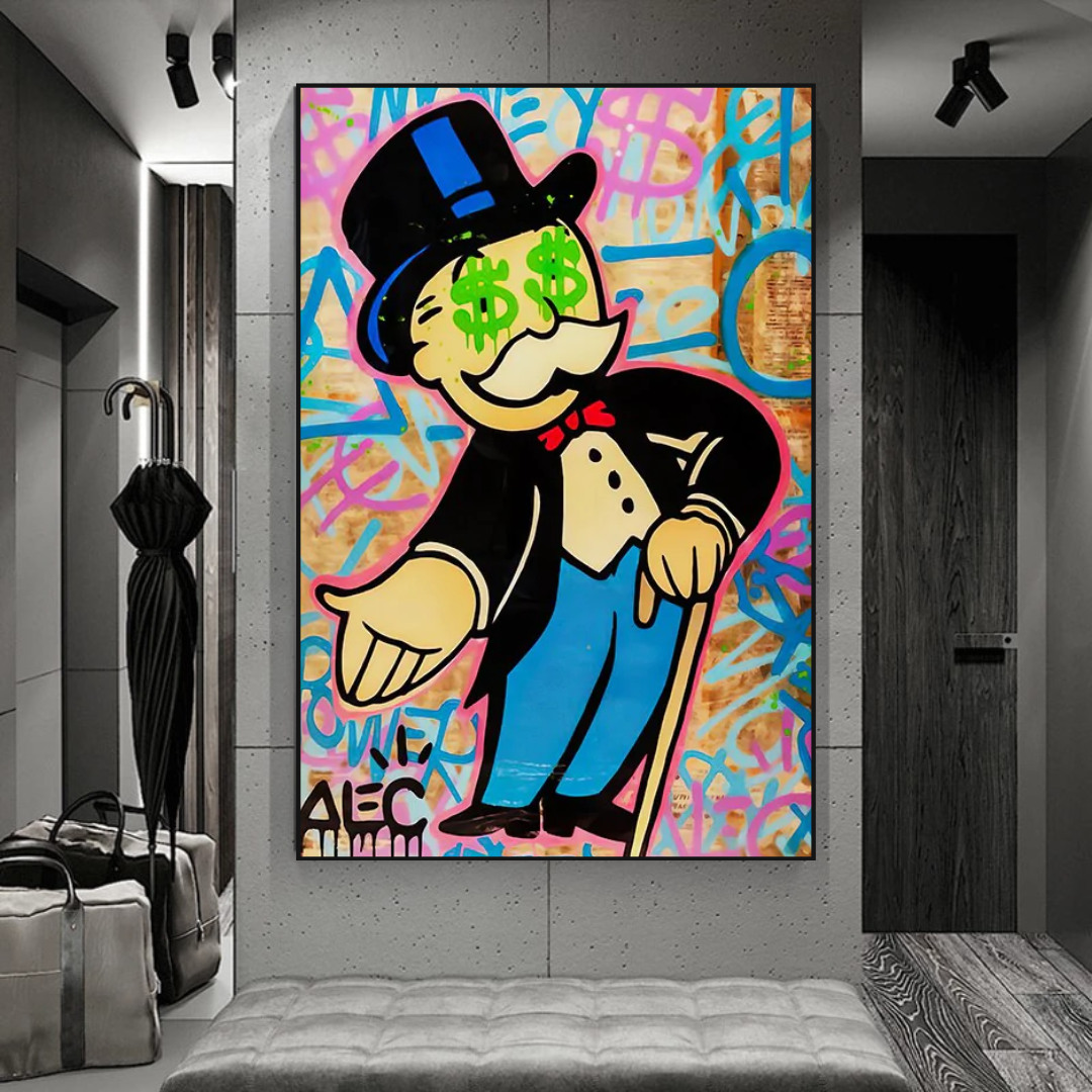 Impresión en lienzo de graffiti de Alec Monopoly