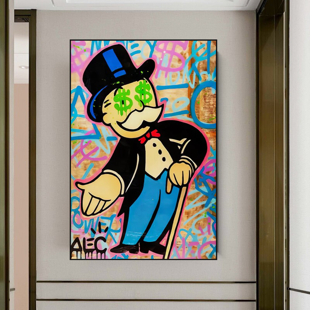 Impresión en lienzo de graffiti de Alec Monopoly