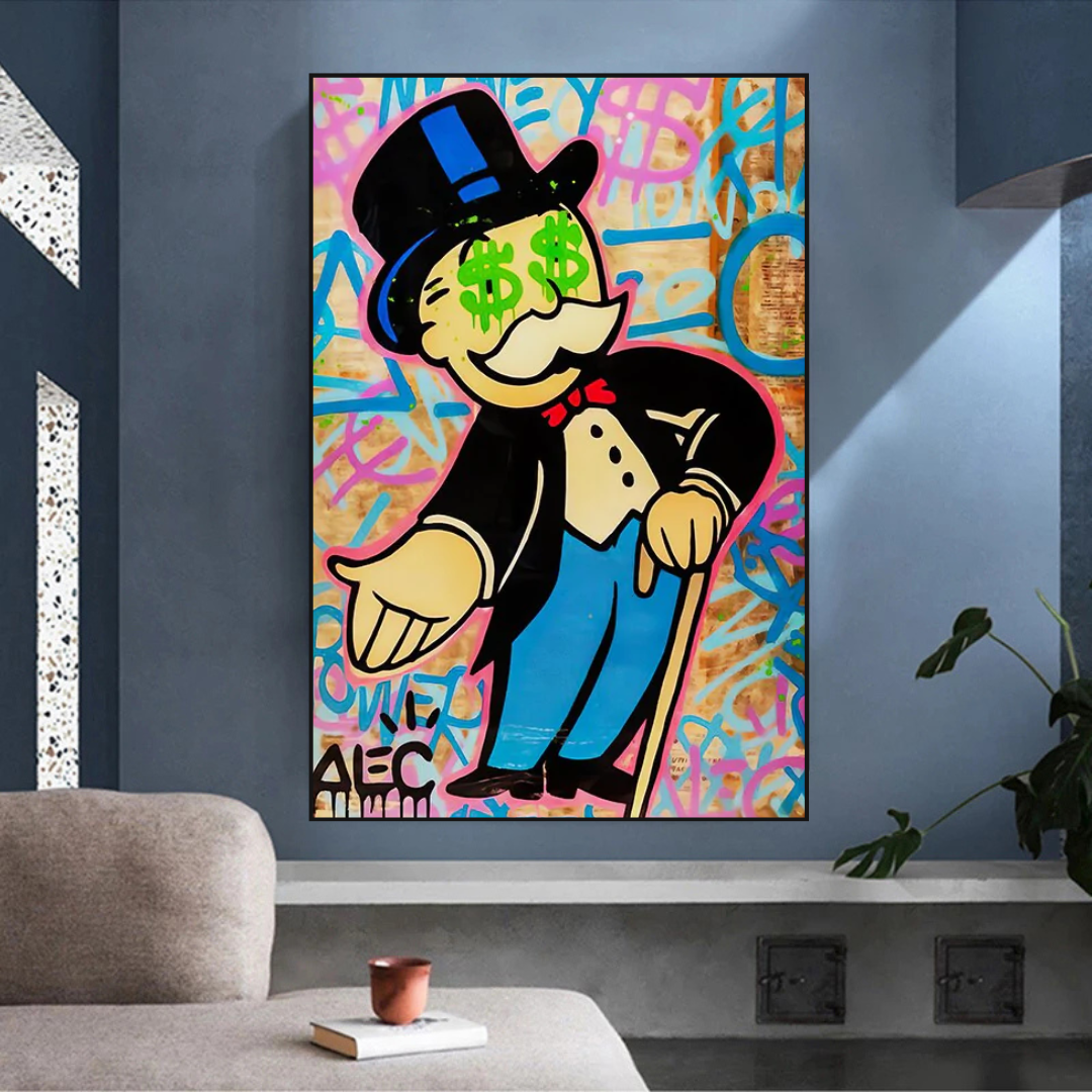 Impresión en lienzo de graffiti de Alec Monopoly