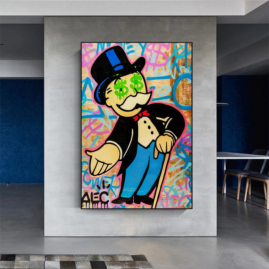 Impresión en lienzo de graffiti de Alec Monopoly