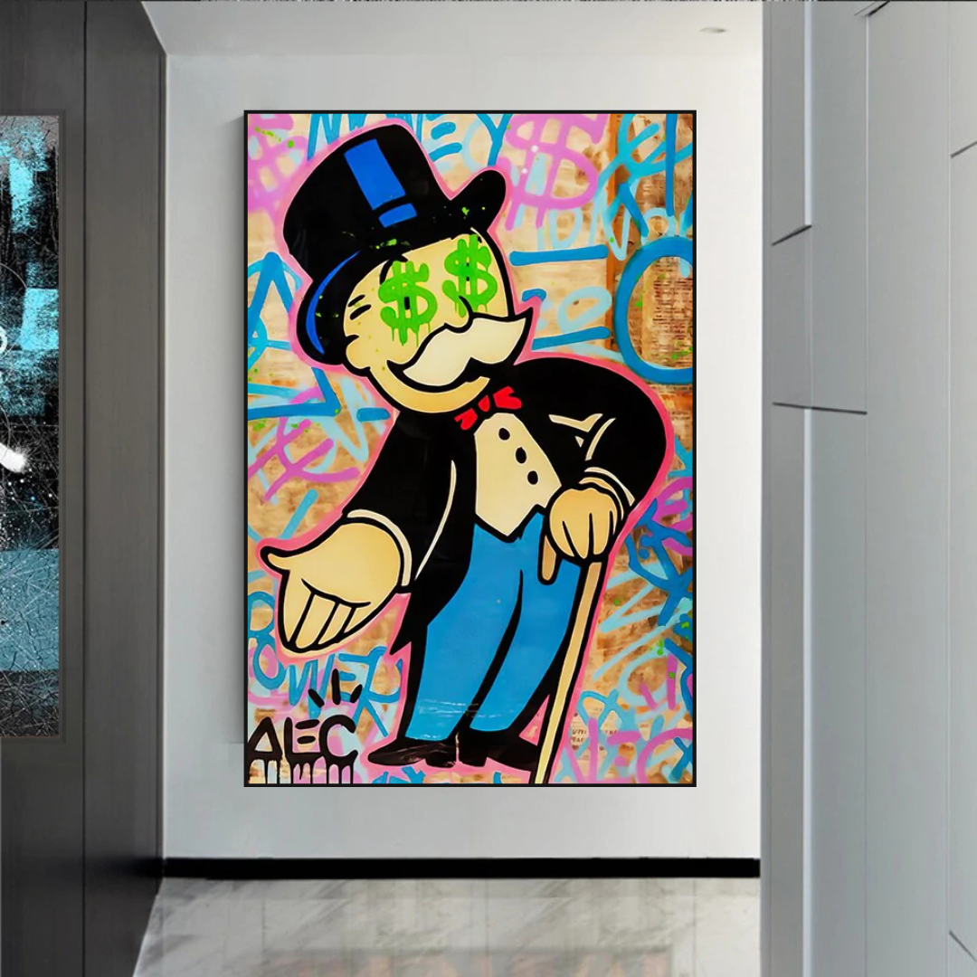 Impresión en lienzo de graffiti de Alec Monopoly