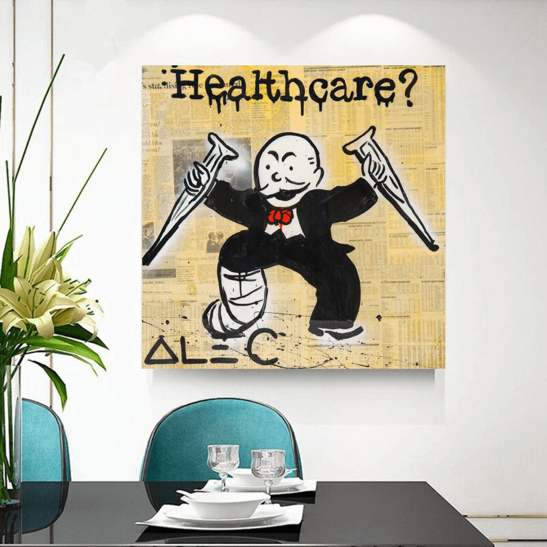 Alec Monopoly Healthcare Medical Newspaper Canvas Wall Art