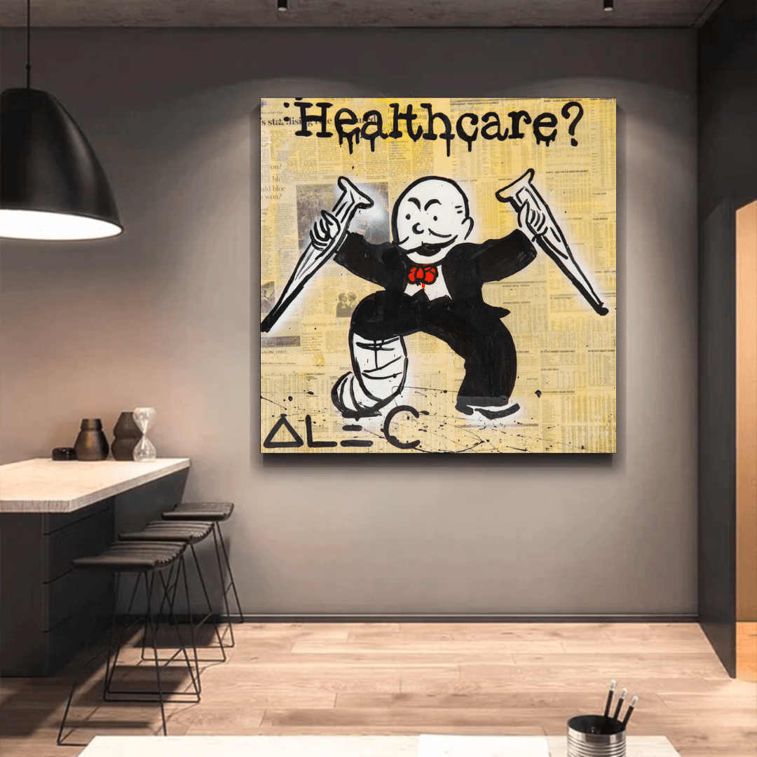 Alec Monopoly Healthcare Medical Zeitung Leinwand-Wandkunst