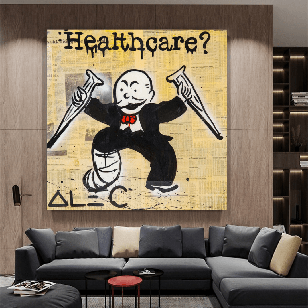 Alec Monopoly Healthcare Medical Newspaper Canvas Wall Art