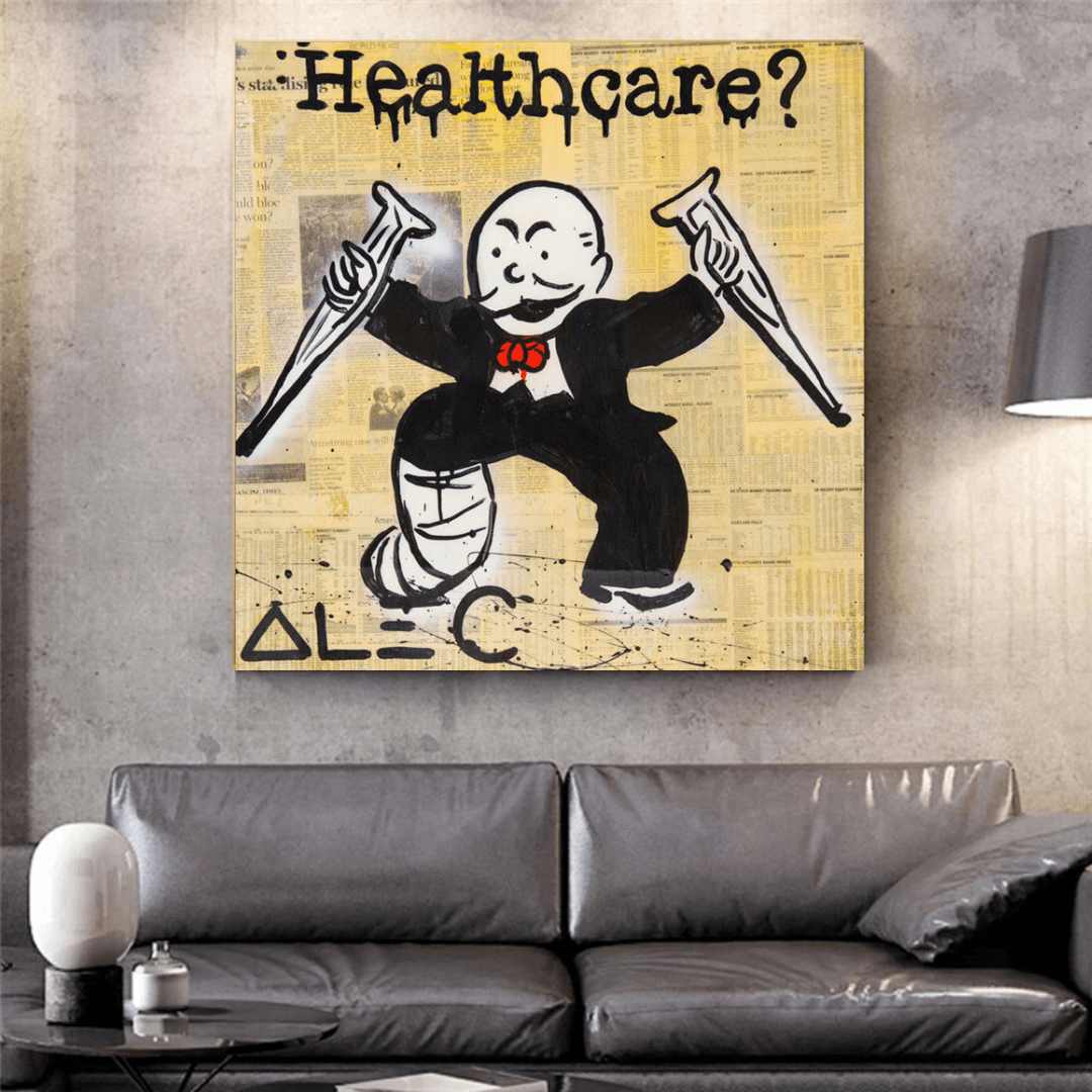 Alec Monopoly Healthcare Medical Zeitung Leinwand-Wandkunst