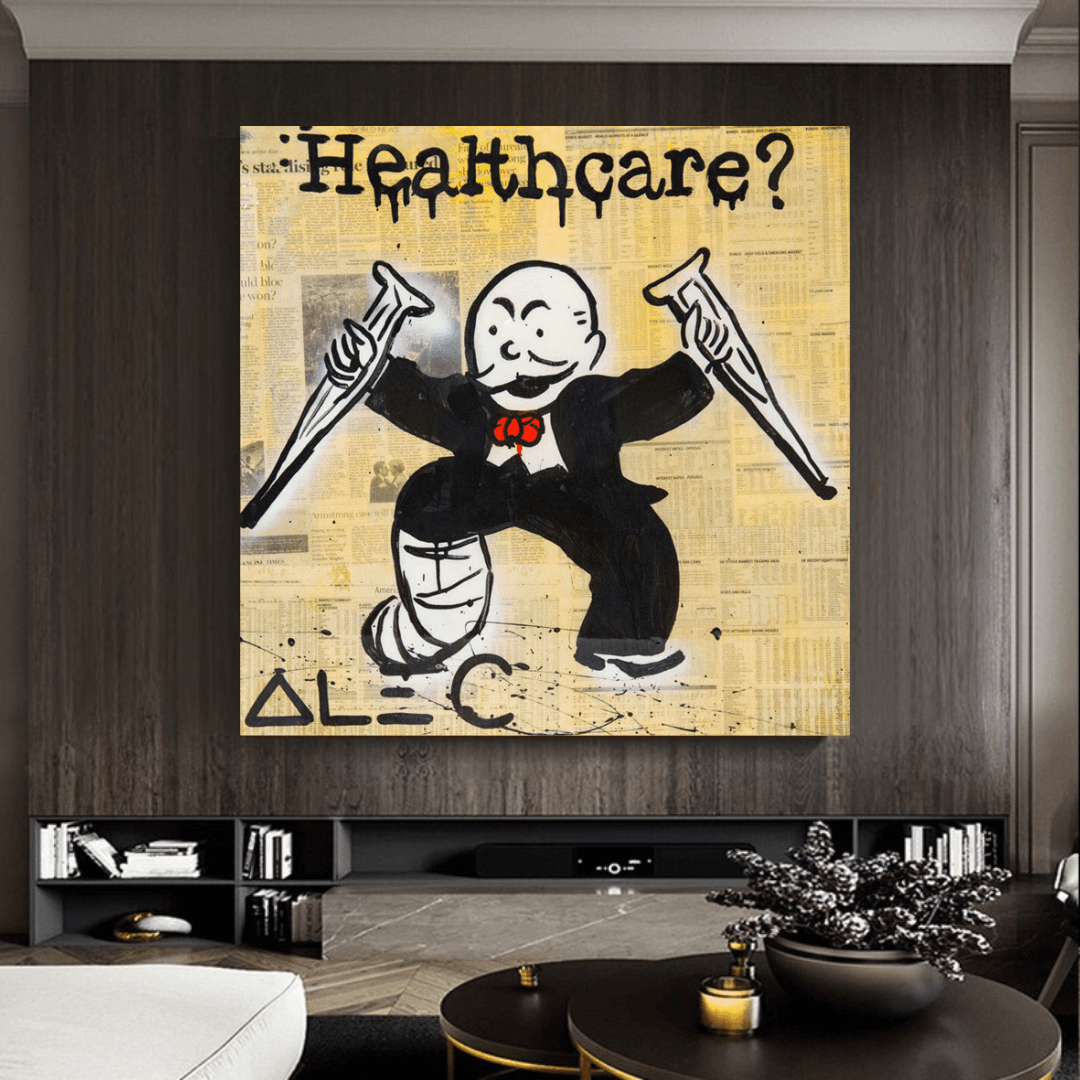 Alec Monopoly Healthcare Medical Newspaper Canvas Wall Art