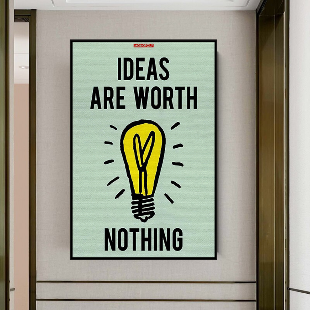 Alec Monopoly Ideas are Worth Nothing Play Card Canvas Wall Art