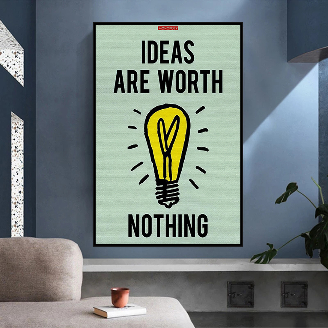 Alec Monopoly Ideas are Worth Nothing Play Card Canvas Wall Art