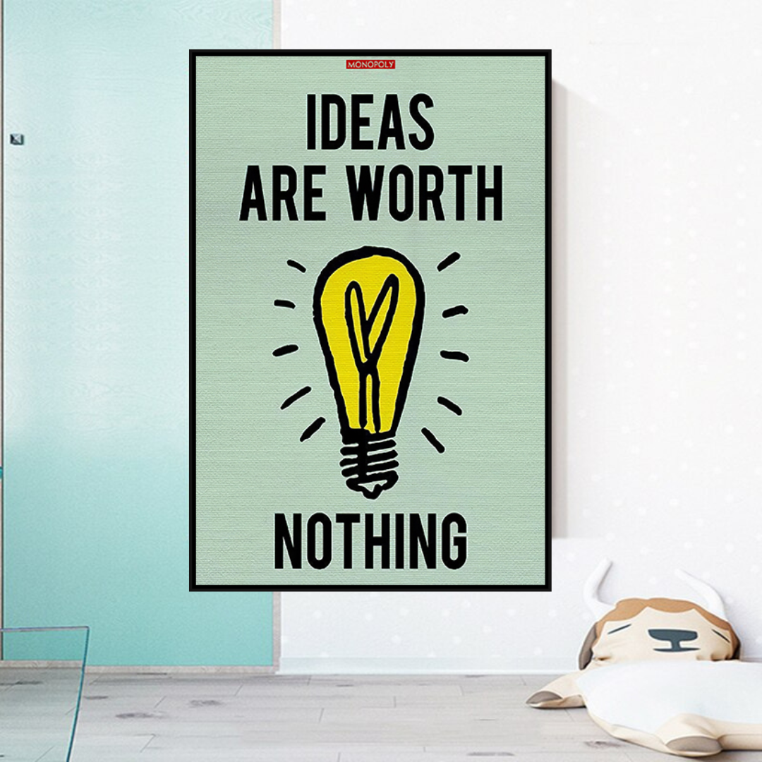 Alec Monopoly Ideas are Worth Nothing Play Card Canvas Wall Art