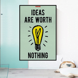 Alec Monopoly Ideas are Worth Nothing Play Card Canvas Wall Art