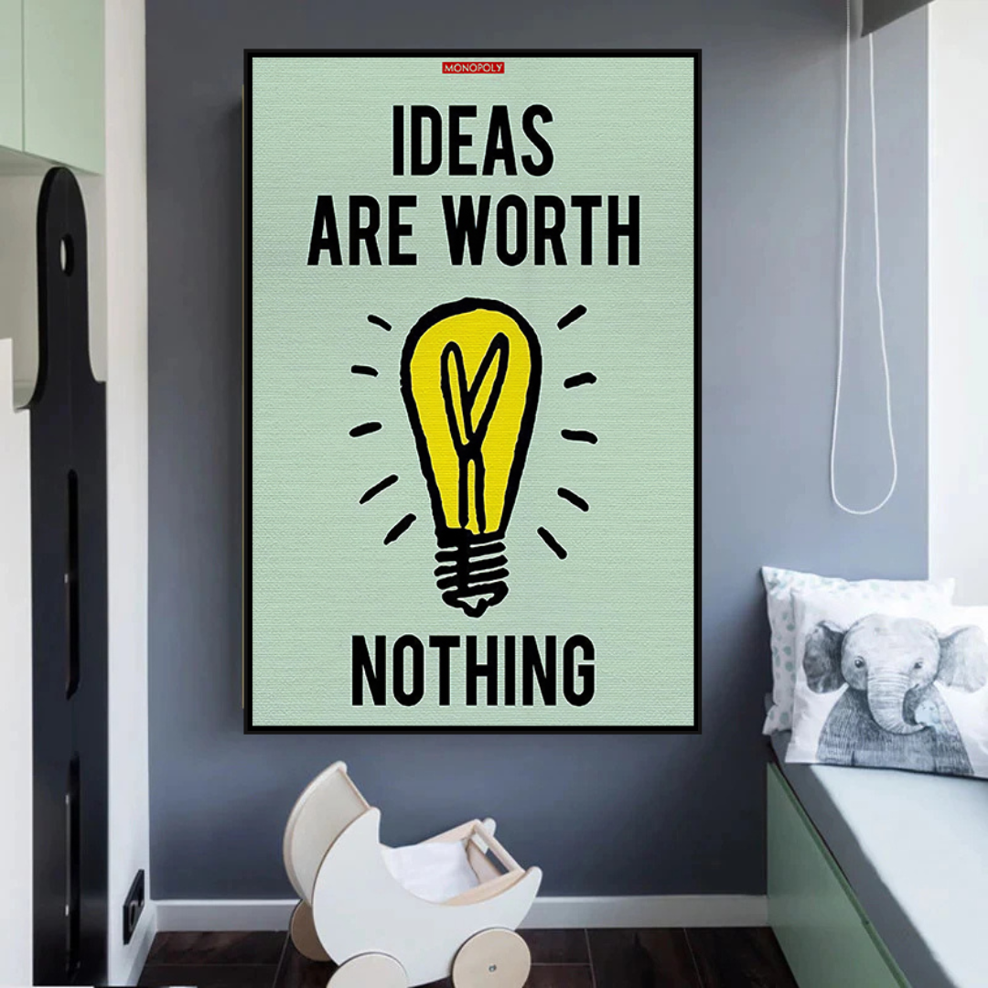 Alec Monopoly Ideas are Worth Nothing Play Card Canvas Wall Art