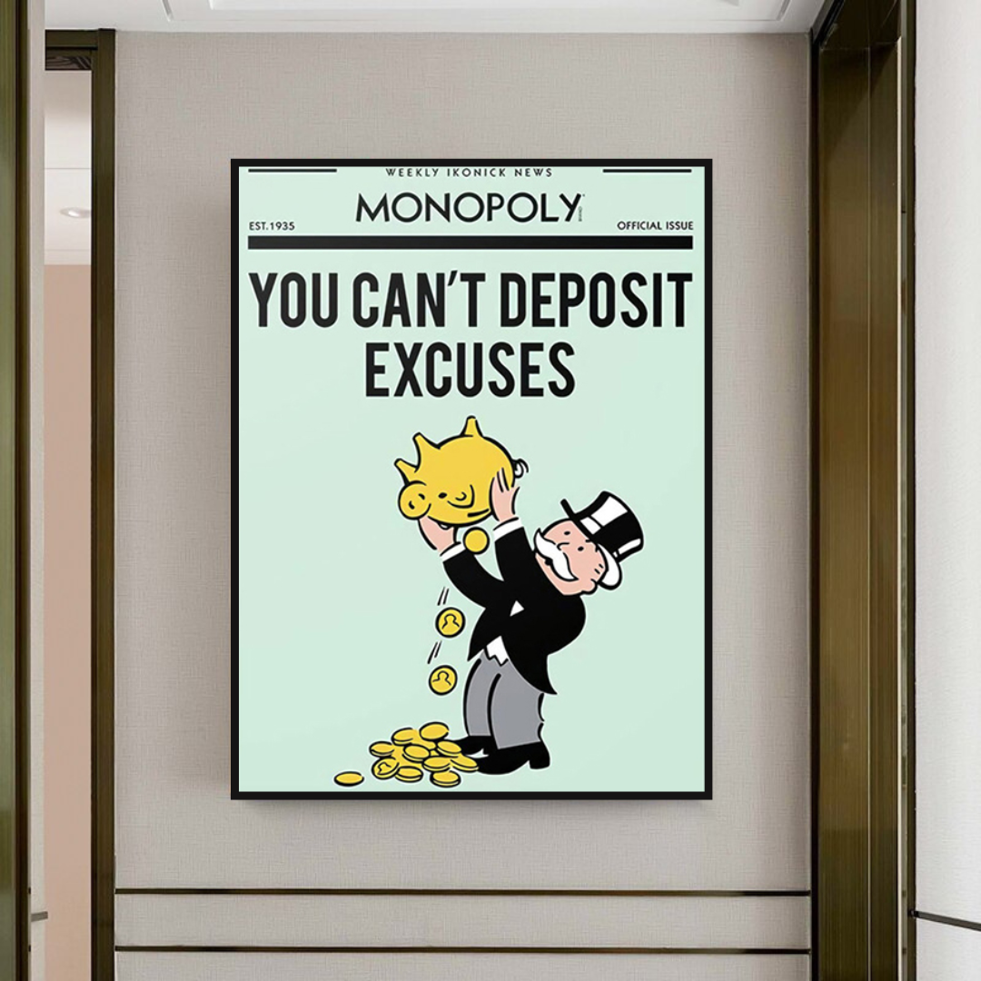 Alec Monopoly Si vous ne pouvez pas déposer d'excuses Play Card Canvas Wall Art