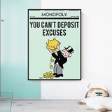 Alec Monopoly If You Can’t Deposit Excuses Play Card Canvas Wall Art