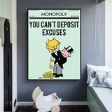 Alec Monopoly If You Can’t Deposit Excuses Play Card Canvas Wall Art