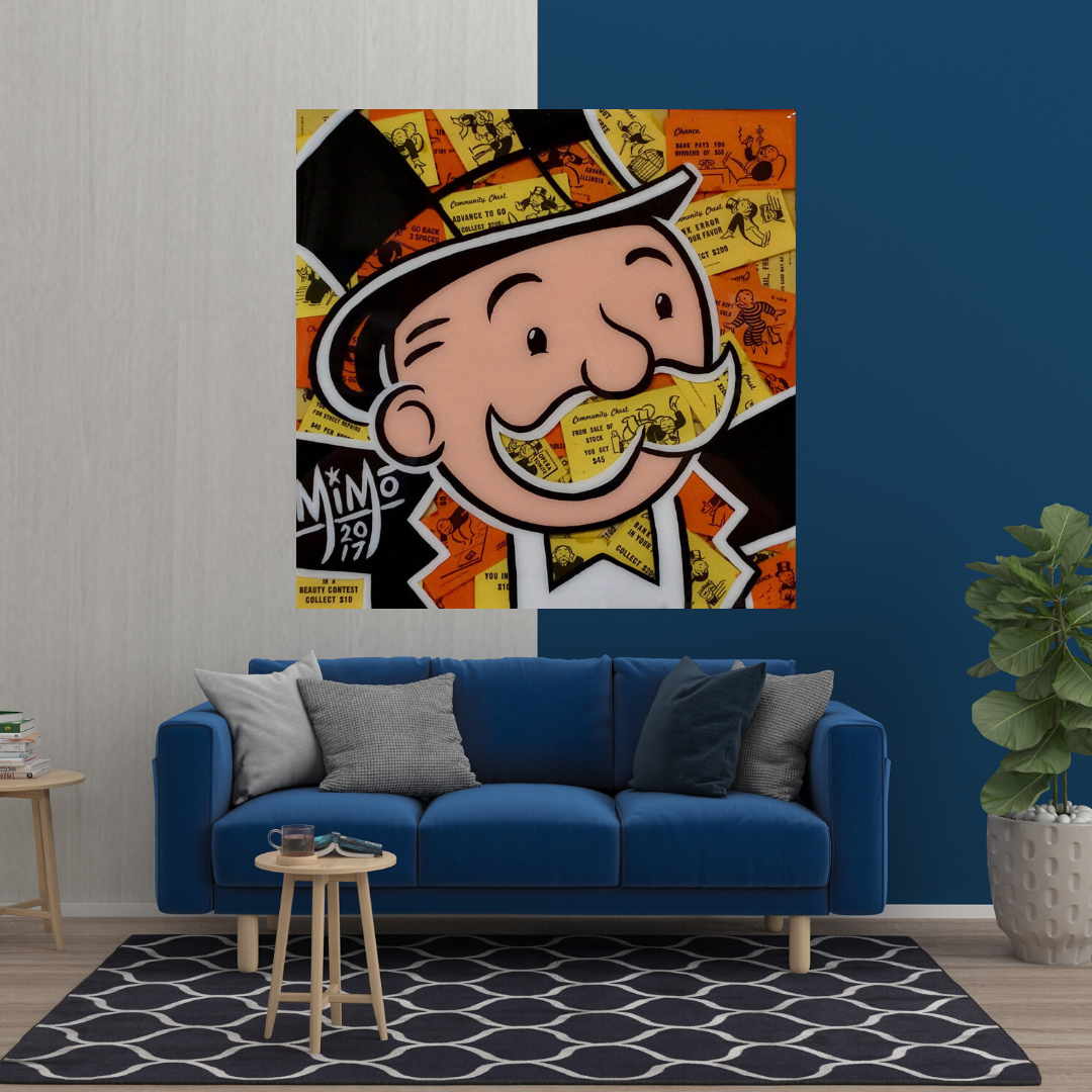 Arte de pared en lienzo de dinero premium de Alec Monopoly Man