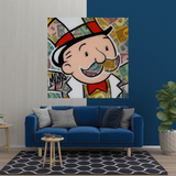 Alec Monopoly Man Premium Argent Toile Wall Art