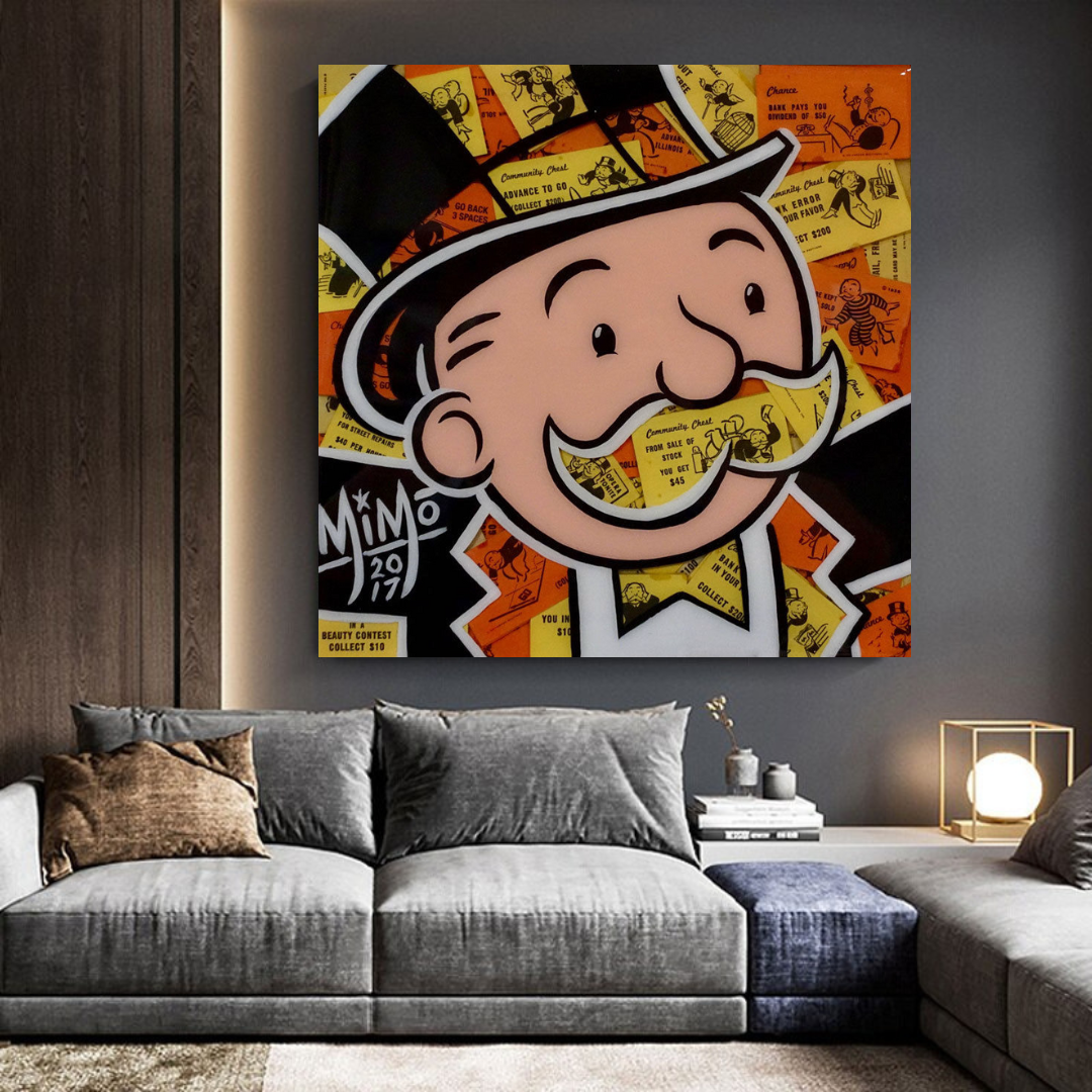 Arte de pared en lienzo de dinero premium de Alec Monopoly Man