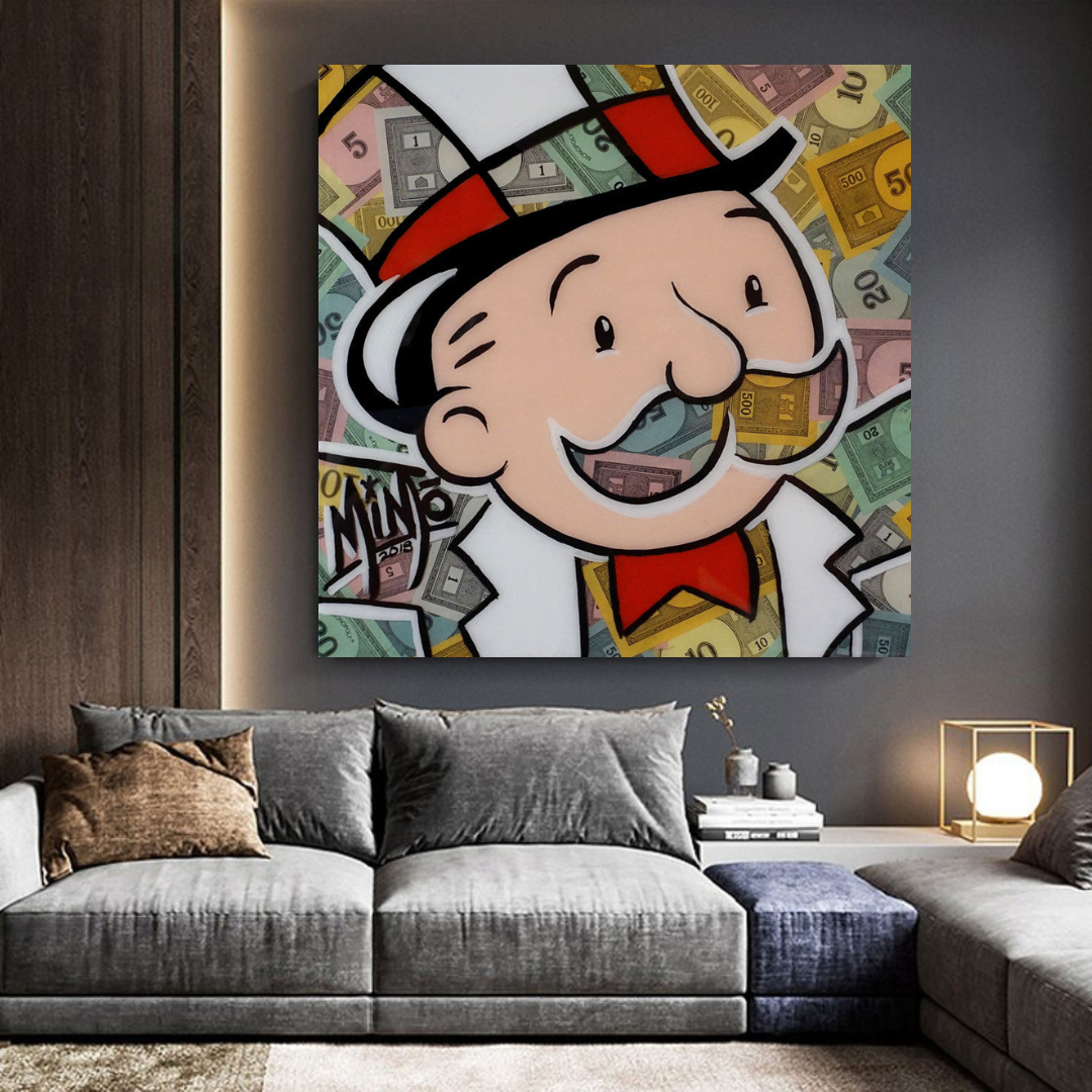 Alec Monopoly Man Premium Money Canvas Wall Art