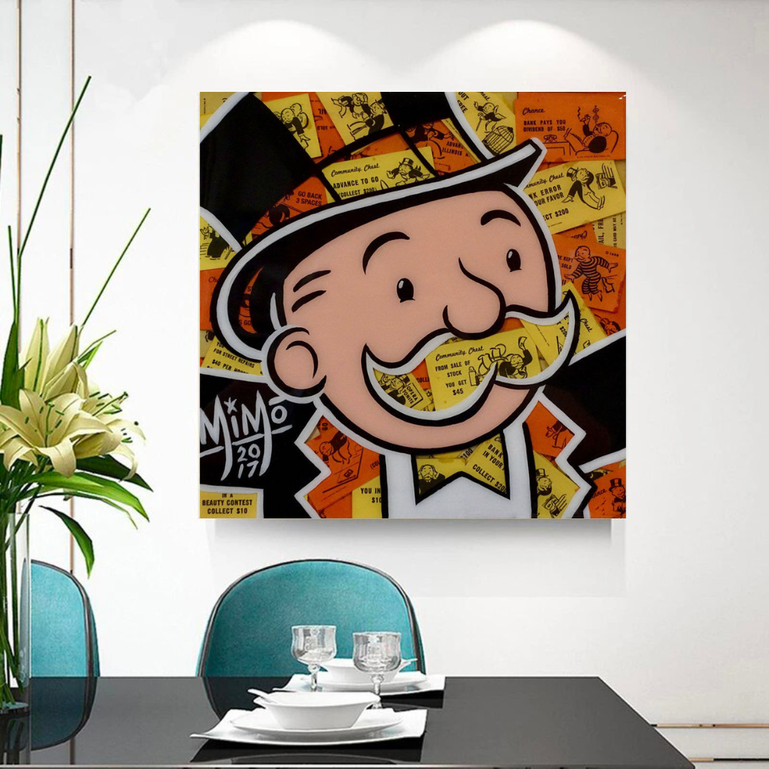 Arte de pared en lienzo de dinero premium de Alec Monopoly Man