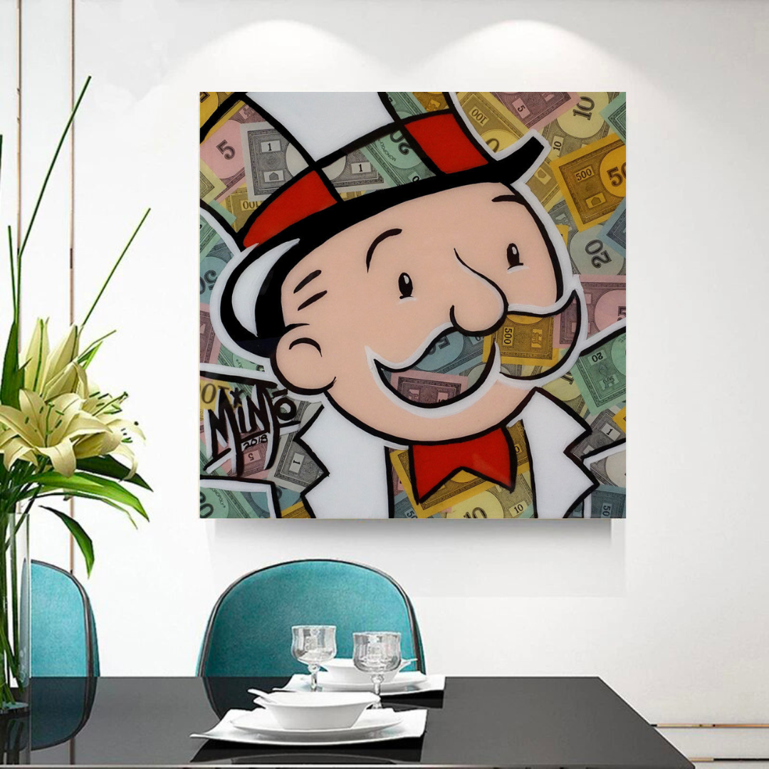 Alec Monopoly Man Premium Money Canvas Wall Art